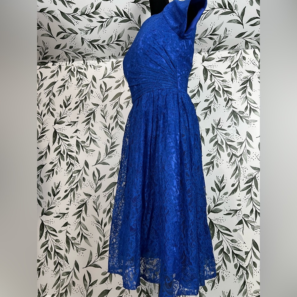 Beautiful Cocktail Lace Mother of The Bride Dress Vintage Style Blue Formal #B - Picture 9 of 14